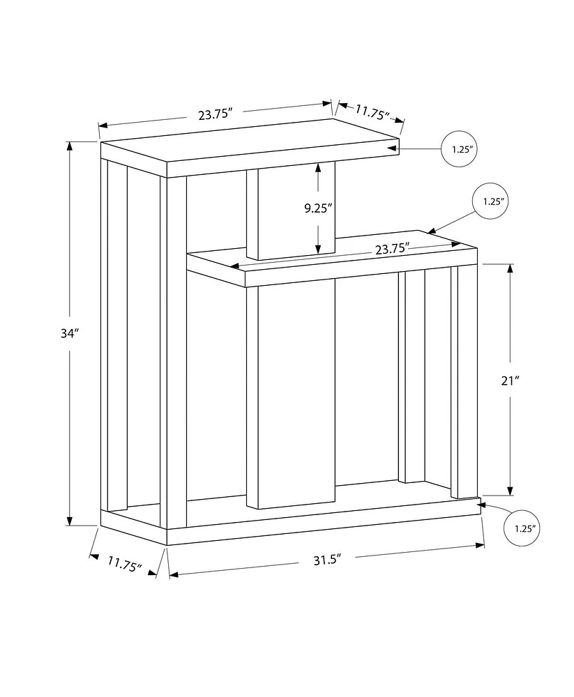 Monarch Specialties Accent Table, Console, Entryway, Narrow, Sofa, Living Room, Bedroom, Laminate, Brown, Contemporary, Modern