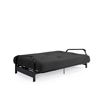 Cadre de futon à bras en métal noir de Mainstays avec couvre-matelas et fixations de 6 po