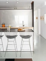 Plata Import Silver Metal Stool With Cushion Seat