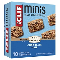 CLIF BAR, Mini Chocolate Chip Energy Bar, 70% Organic Ingredients, No Artificial Flavours, 28 g (Pack of 10)