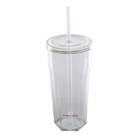 Gobelet en plastique Mainstays de 20 oz avec couvercle à visser et paille transparent
