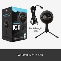 Blue Snowball iCE Plug 'n Play USB Microphone for Recording, Streaming, Podcasting, Gaming on PC and Mac, with Cardioid Condenser Capsule, Adjustable Desktop Stand and USB cable - Black