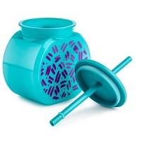 Mainstays Sip 40 OZ Fishbowl Tumbler with Lid and Straw, Teal