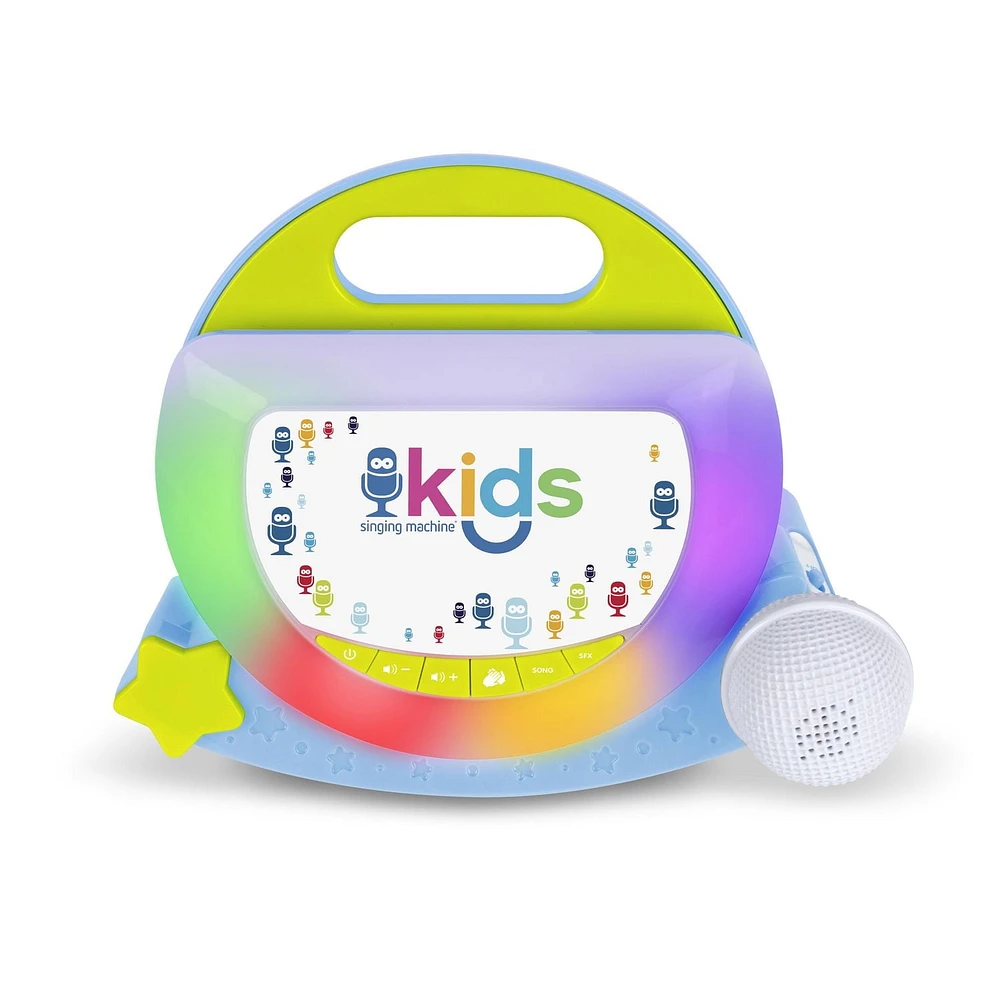 Singing Machine Kids Portable Shooting Star Sing-Along Speaker, with pre-recorded songs, sound effects.
