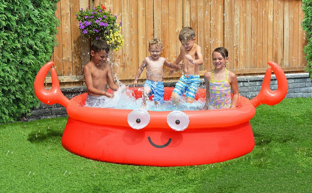 Bluescape Piscine de crabe rouge avec yeux googly et griffes 3D, 6 pi, pour les 3 ans et plus Assemblage rapide