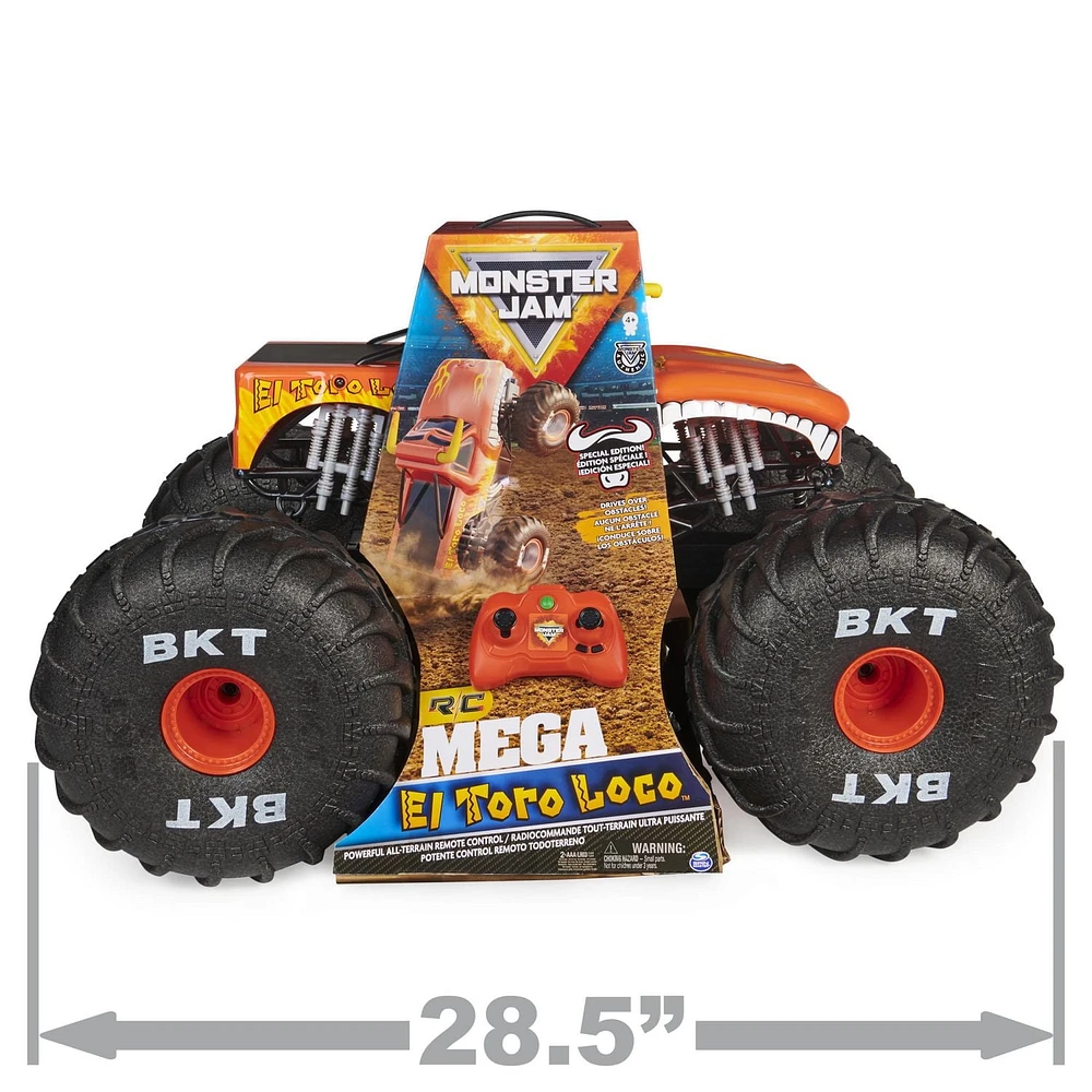 Monster Jam, Monster truck tout-terrain radiocommandé MEGA El Toro Loco officiel pour garçons, enfants et adultes, échelle 1:6