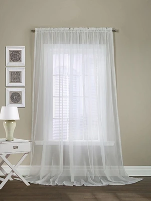 Loft Living Verona, panneau de rideau style européen transparent à passe à tringle 112" x 108", blanc