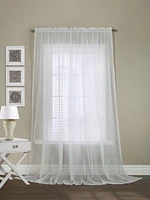 Loft Living Verona, panneau de rideau style européen transparent à passe à tringle 112" x 108", blanc
