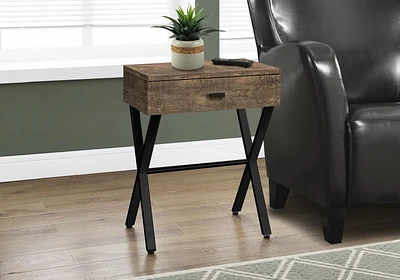 Monarch Specialties Accent Table, Side, End, Nightstand, Lamp, Storage Drawer, Living Room, Bedroom, Metal, Laminate, Brown, Black, Contemporary, Modern
