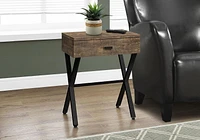 Monarch Specialties Table D'appoint, Côté, Bout, Table De Nuit, Lampe, Tiroir De Rangement, Salon, Chambre À Coucher, Métal, Stratifié, Brun, Noir, Contemporain, Moderne