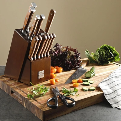 "Kenmore Elite Wilson 14-Piece Stainless Steel Knife Set with Walnut Handles<br>"