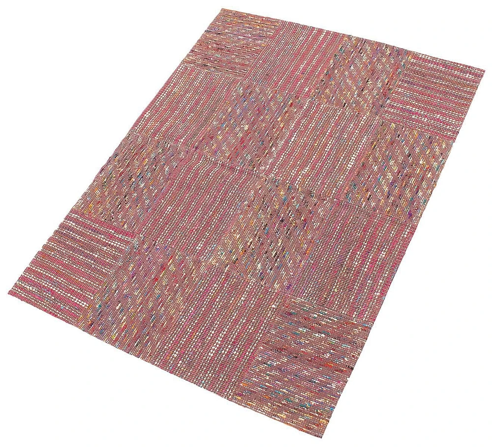 ECARPETGALLERY 5'2" x 7'2" Contemporary Collage Handmade Area Rug for Living Room, Dining Room and Bedroom in Red