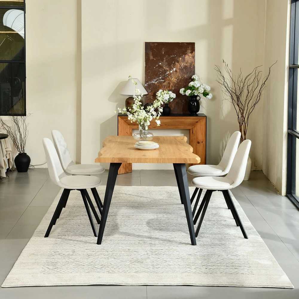 Ensemble de salle à manger 5 pièces Homy Casa avec table de 63 pouces et 4 chaises pivotantes pour salle à manger, bistrot, cuisine