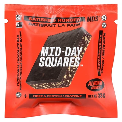 Mid-Day Squares Almond Crunch Plant-Based Functional Chocolate Bar
