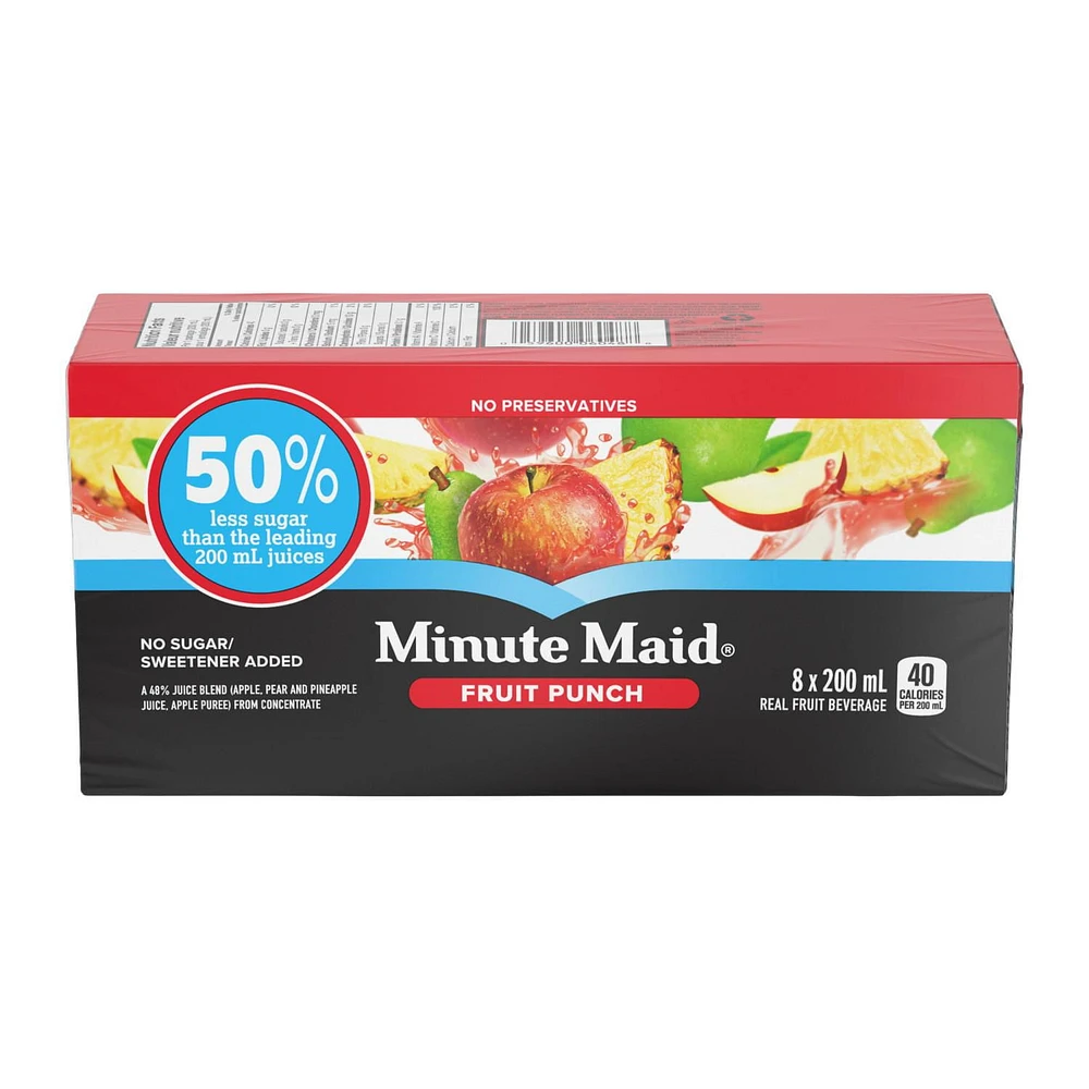 Minute Maid No Sugar Added Fruit Punch 200mL carton 8 pack, 200 x mL