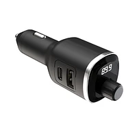 Scosche BTFM8-SP transmetteur FM Bluetooth, deux ports de recharge USB-C et USB-A de 12 watts, noir Transmetteur BT FM mains-libre