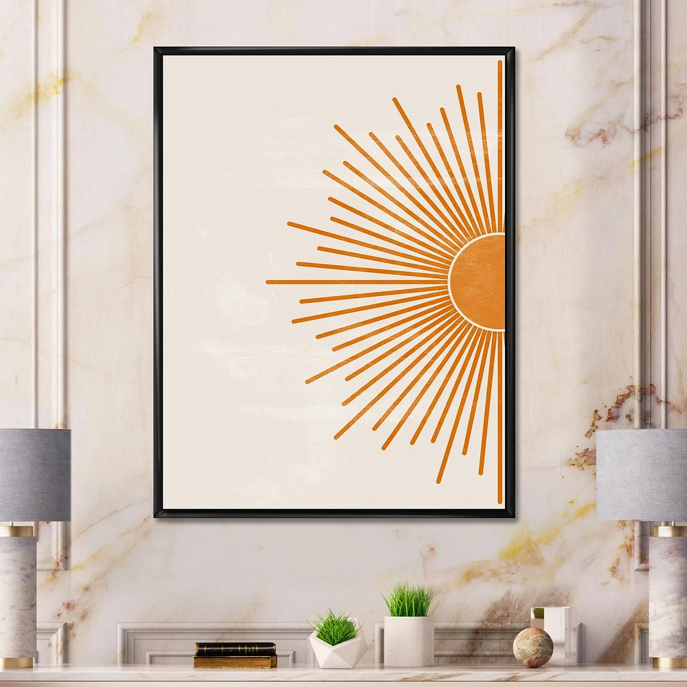 Designart Imprimé soleil orange I ART MURAL À CADRE FLOTTÉ