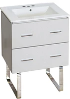 American Imaginations -in. W Floor Mount White Vanity Set For 1 Hole Drilling Bianca Carara Top White UM Sink AI