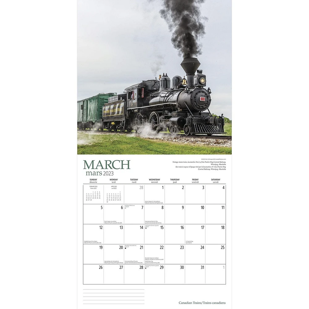 Canadian Trains | 2023 12x24 Inch Square Wall Calendar