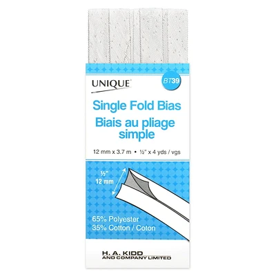 Biais au pliage simple Unique 13 mm x 3,7 m
