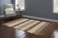 Tapis Evolution à rayures damassées 5 pi x 7 pi 6 po, beige et marron