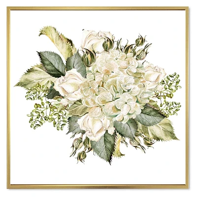 Designart Beau Bouquet Avec Hudrangea et Roses ART MURAL À CADRE FLOTTÉ