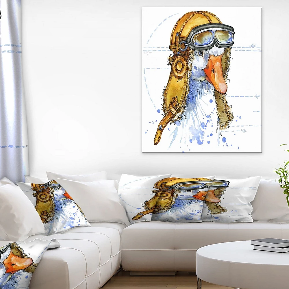 Design Art Funny Goose Aviator Hat Canvas Print