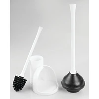 Mainstays Una Slim Bowl Brush & Plunger, White, Slim Bowl Brush and Plunger