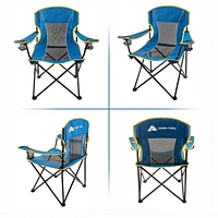 Chaise de Camping Surdimensionnée Ozark Trail à Filet, Couleur Bleu, 100% Polyester Recyclé, Cadre en Acier Robuste Chaise de camping