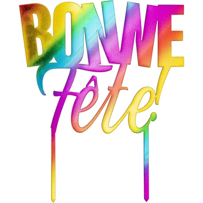 Cake Top Bonne Fete Rainbow Acr, Rainbow Bonne Fete Topper