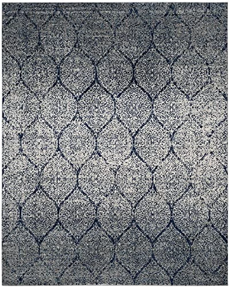 SAFAVIEH Madison Collection MAD604G Glam Ogee Trellis Distressed Non-Shedding Living Room Bedroom Dining Home Office Area Rug, 8' x 10', Navy / Silver