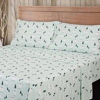 Ensemble de draps en flanelle des Fêtes botanique