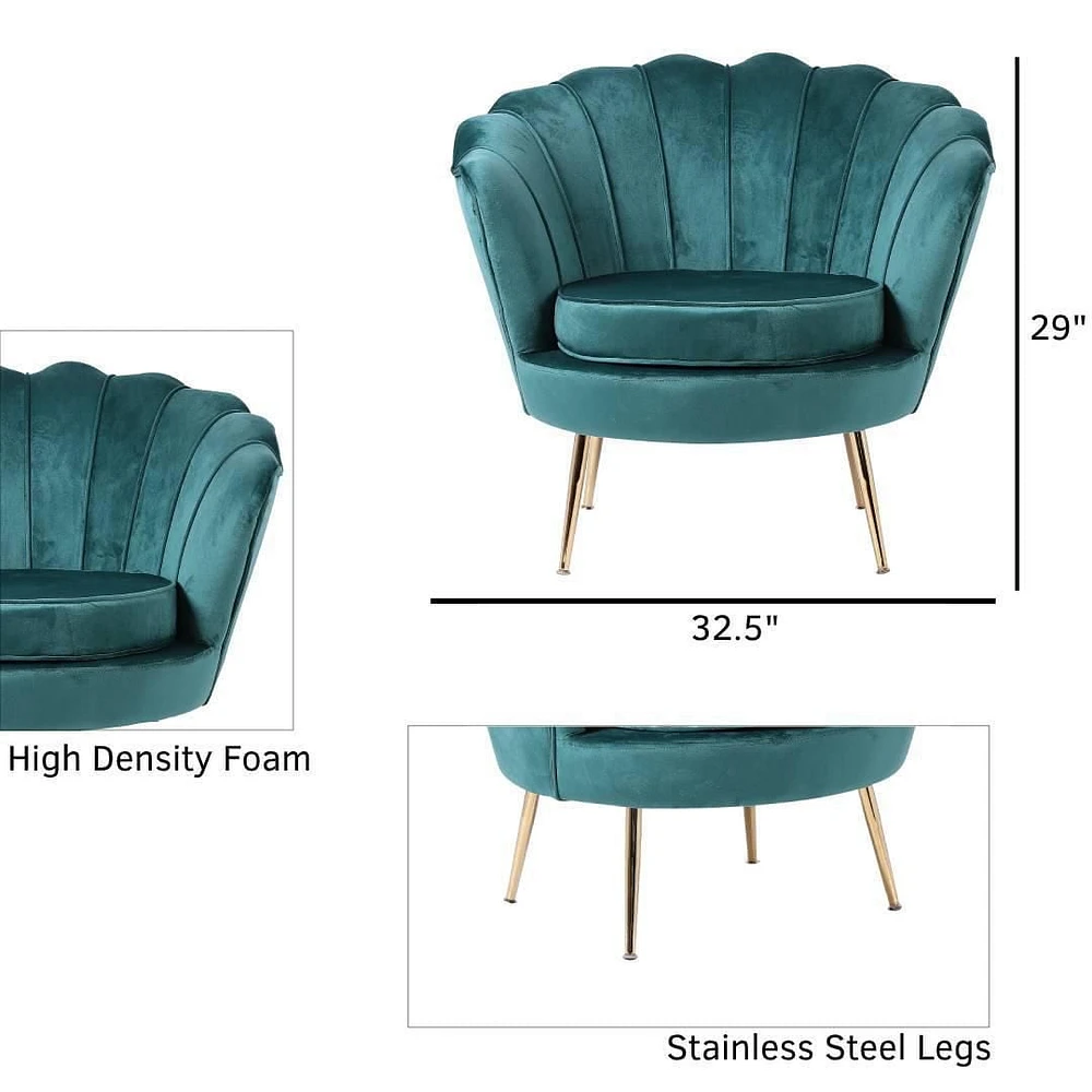 Chaise longue Plata Import en velours vert avec pieds dorés