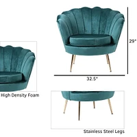 Chaise longue Plata Import en velours vert avec pieds dorés