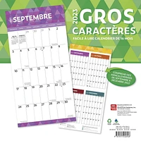 Gros caracteres | 2023 12x24 Inch Square Wall Calendar