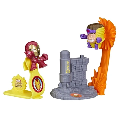 Marvel Stunt Squad, Iron Man contre M.O.D.O.K., coffret de figurines de 3,5 cm, jouet Marvel pour enfants, à partir de 4 ans