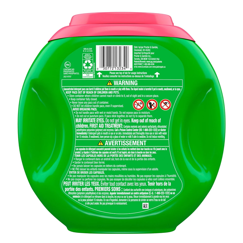 Capsules de détergent à lessive Gain Flings grande taille, 3 en 1 avec Febreze et Oxi, parfum Vibrant, 25 capsules 25CT