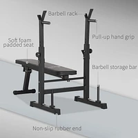 Soozier Adjustable Weight Bench Foldable with Barbell Rack and Dip Station