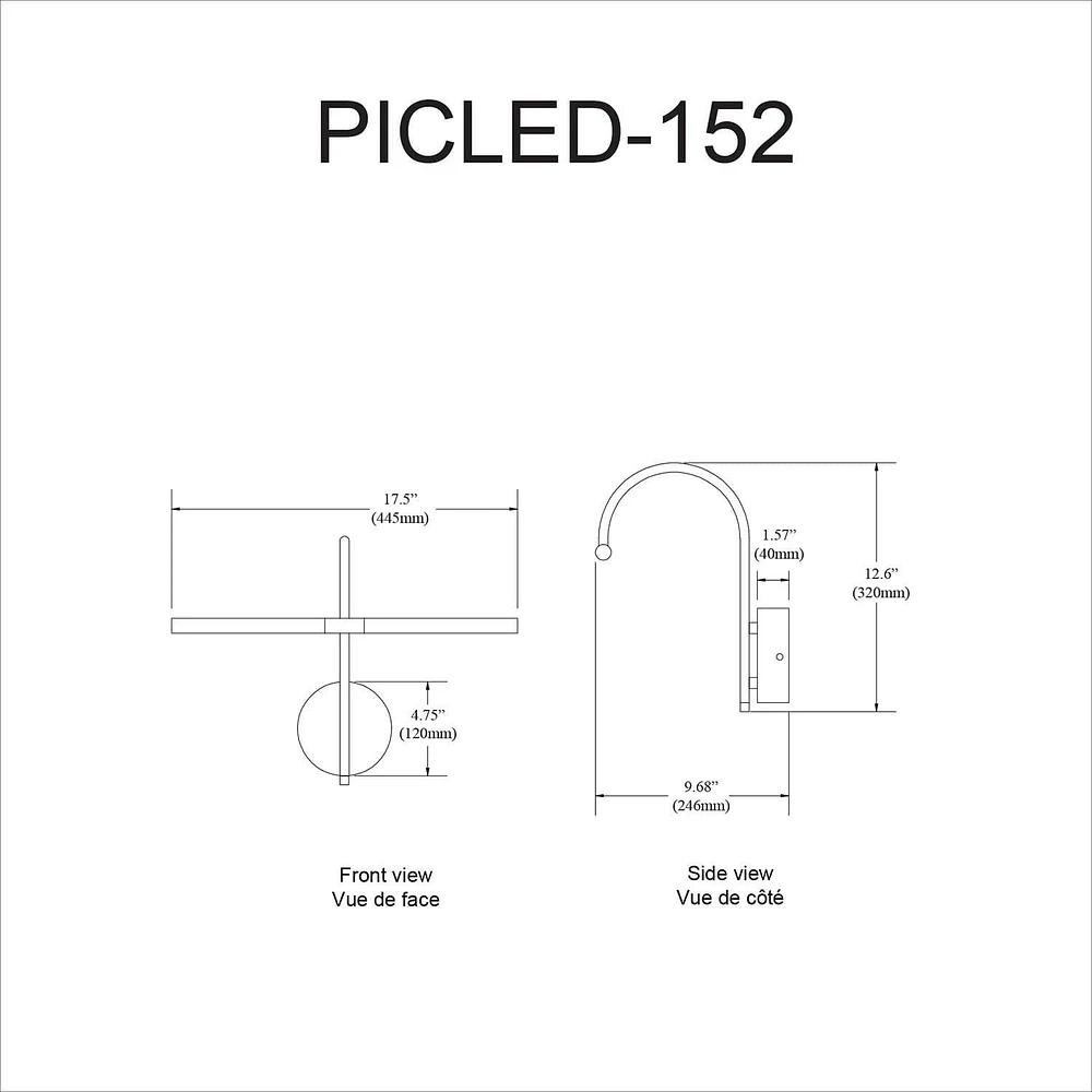 Dainolite PICLED-152-SC Satin Chrome Picture Light
