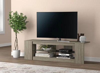 Safdie & Co. Tv Stand 55L Dark Taupe 2 Shelves With Tempered Glass