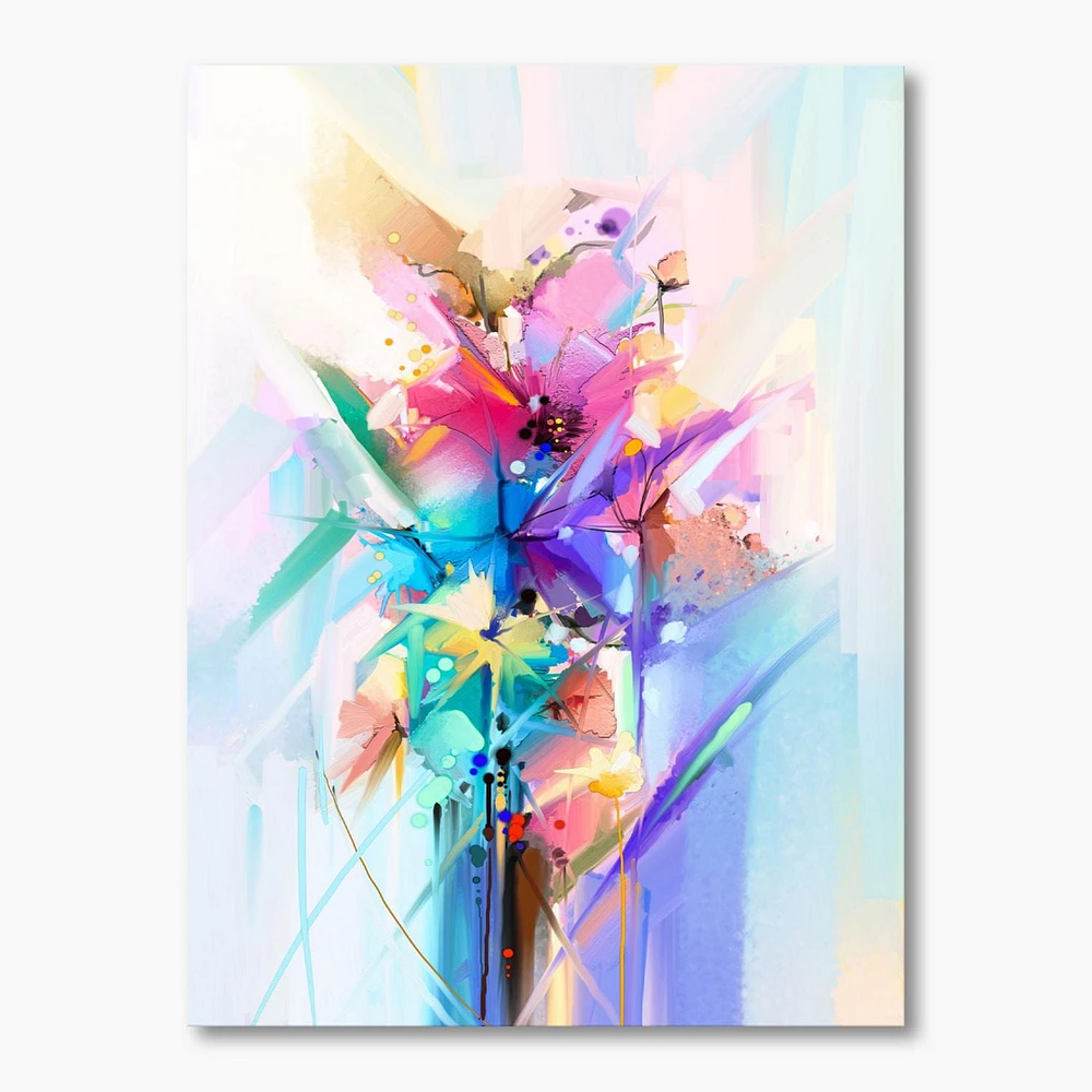 Designart Fleurs printanières colorées abstraites Art mural sur toile