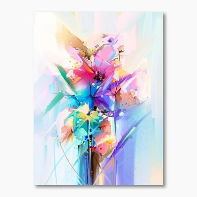 Designart Fleurs printanières colorées abstraites Art mural sur toile