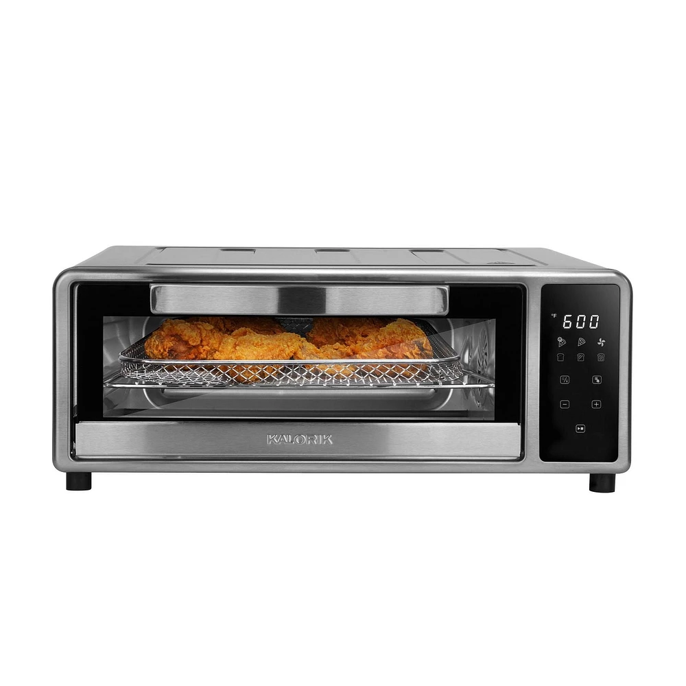Kalorik MAXX High Heat 600°F Air Fryer and Pizza Oven with Pizza Stone, in Stainless Steel (AFKA600PZB43)