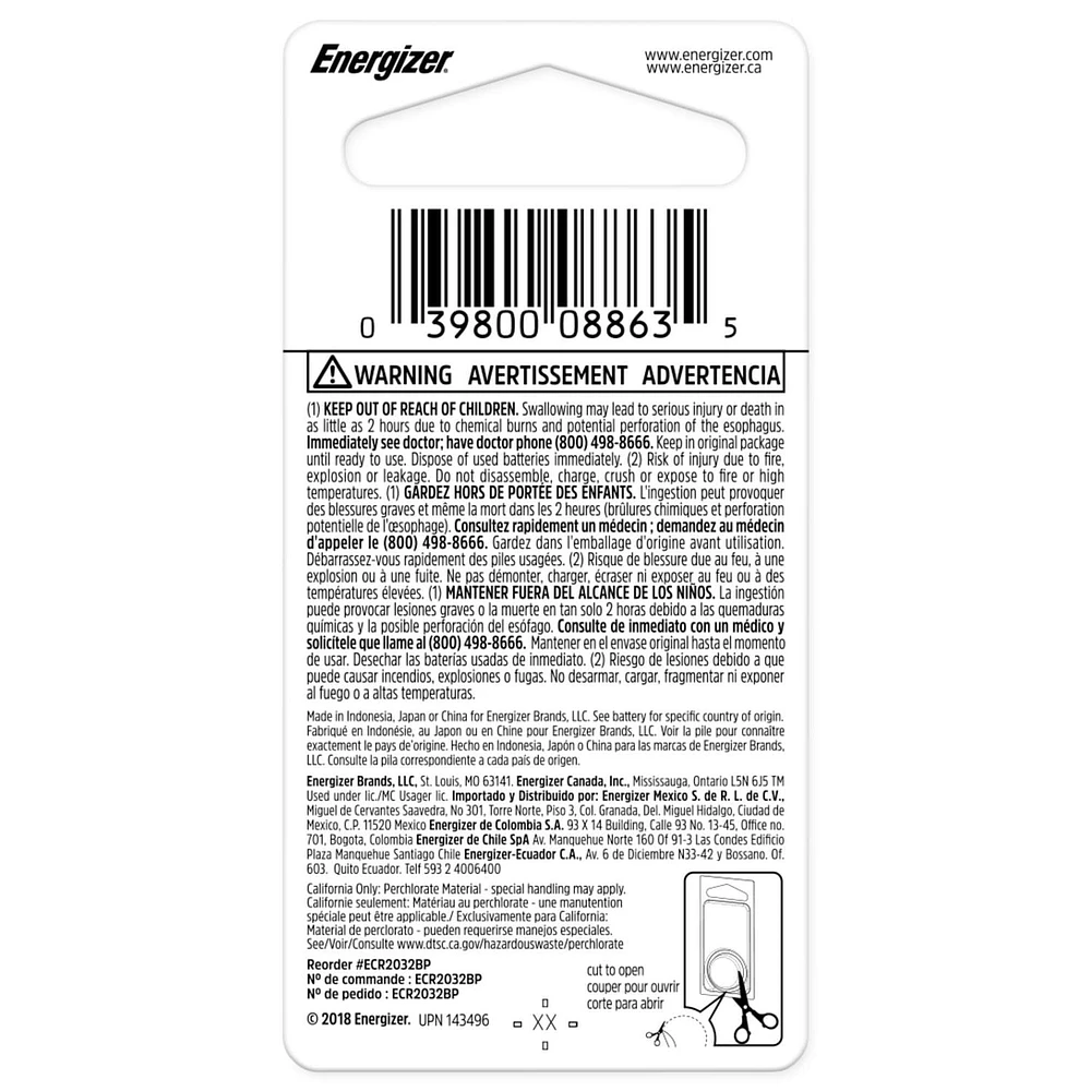 Energizer 2032 Batteries (1 Pack), 3V Lithium Coin Batteries, Batteries 3V Lithium Coin