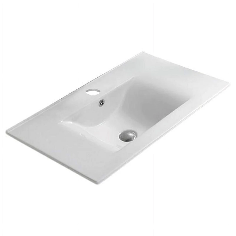 American Imaginations AI-30406 23,8 pouces Ensemble de dessus en céramique à 1 trou de couleur blanche - Drain de trop-plein incl.