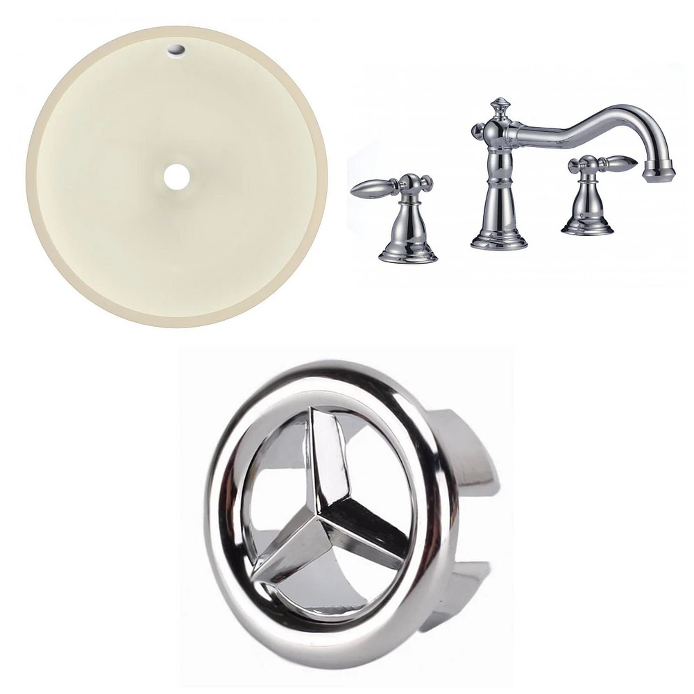 American Imaginations 16-in. W Round Bathroom Undermount Sink Set In Biscuit