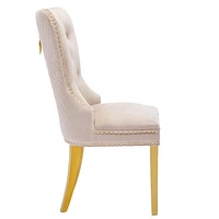 Chaise de salle à manger canadienne Alisha beige avec pieds dorés