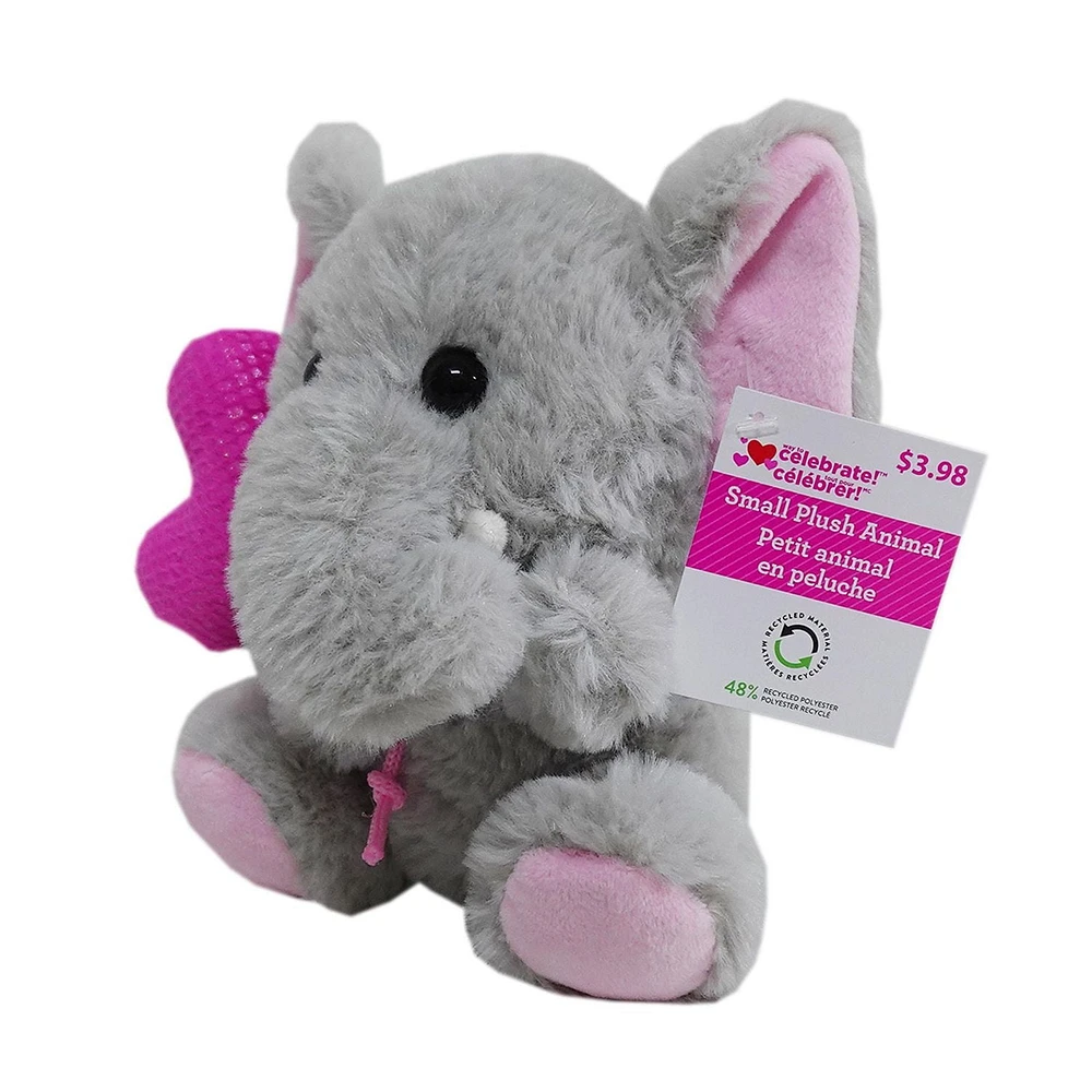 WAY TO CELEBRATE le petit éléphant avec peluche cœur, 7 pouces