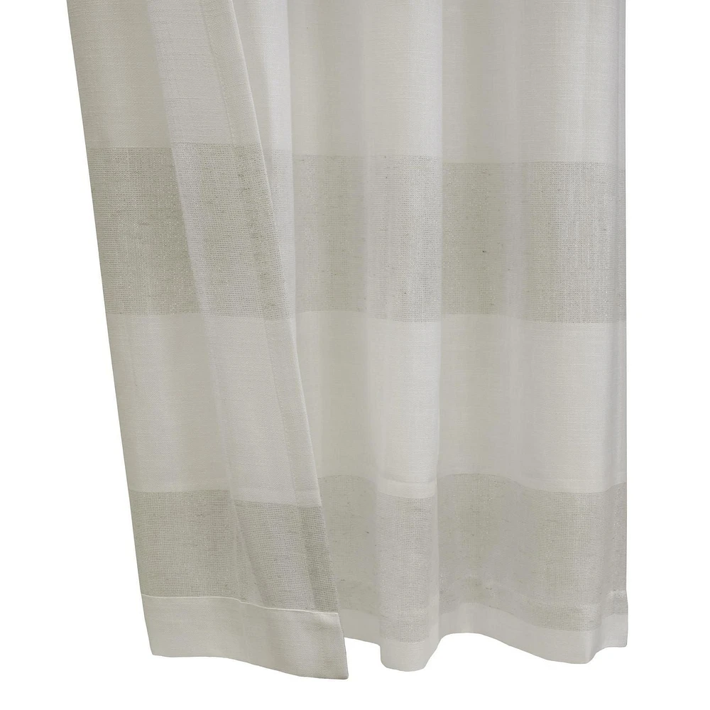 Loft Living Petoskey, filtrant la lumière panneau de rideau à œillets en faux lin à rayures métalliques 52" x 84", gris ivoire