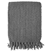 Chenille Basket weave Knit Throw with Fringe, Lightweight Breathable Chenille Blanket for Couch, Chair, Bed, Outdoor Use